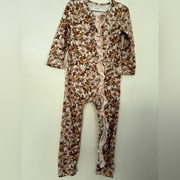 Sweet Honey Other - Sweet Honey Girls 5Y Floral Zipper Pajamas Lounge‎ Romper Ruffle